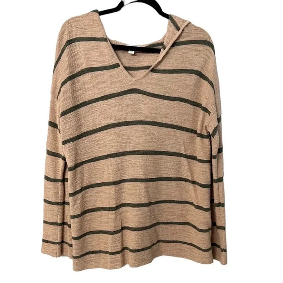 J.Jill Long Sleeve V-Neck Hooded Pink & Green Sweat Sz Small GUC - Picture 1 of 11